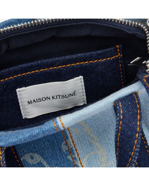 Maison Kitsuné Blue Fox Head Mini Denim Tote Bag