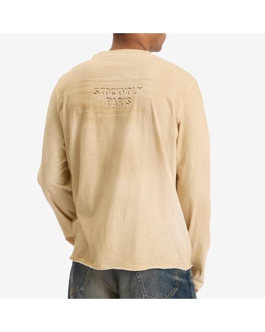 Acne Natural Long Sleeve Faded Logo T-Shirt for men