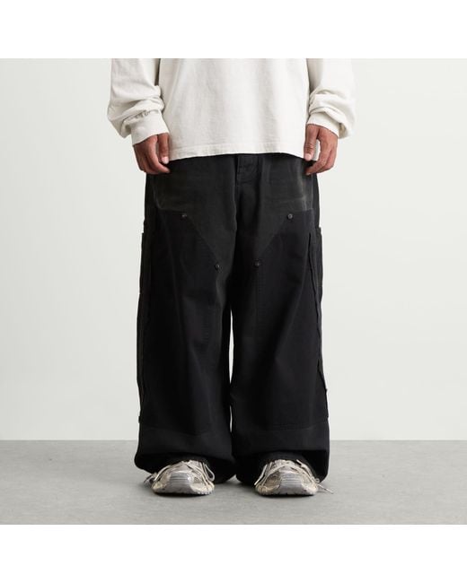 Balenciaga Black Grunge Ripped Off Baggy Trousers for men