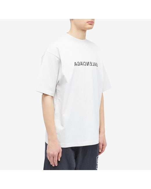 Balenciaga White Mirror Logo T-Shirt for men