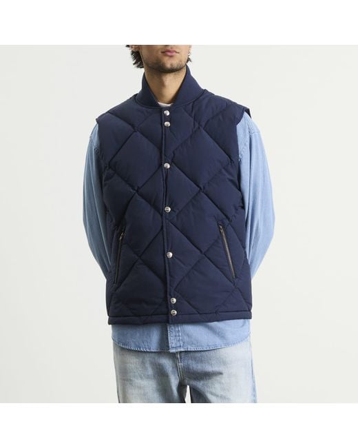 Dubbleware Blue Dubble Down Diamond Quilted Vest for men