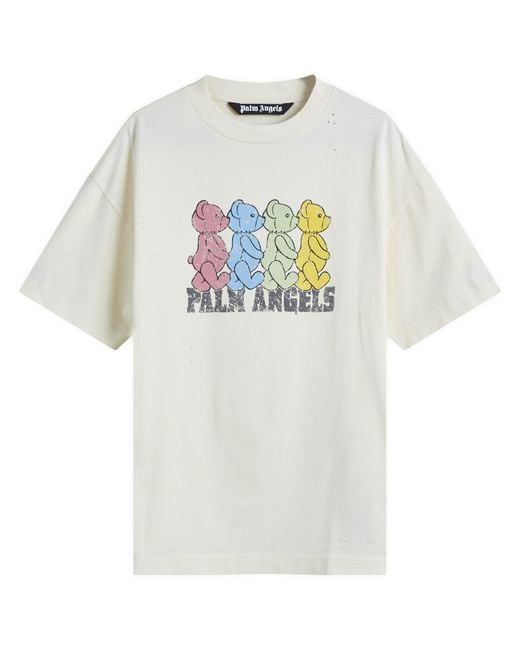 Palm Angels White Crossroad Bears T-Shirt for men