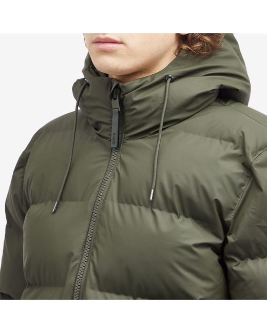 Rains Green Alta Puffer Jacket for men