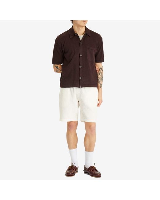 Universal Works White Nippon Waffle Simple Short for men