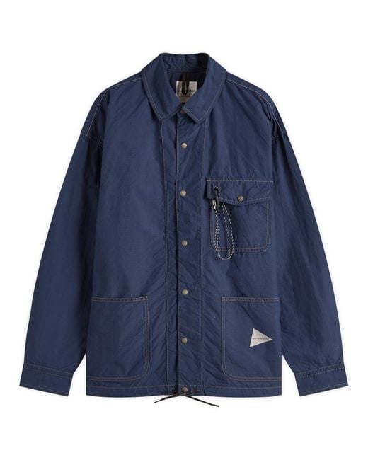 And Wander Blue Cordura Cotton Ripstop Shirt Jacket for men