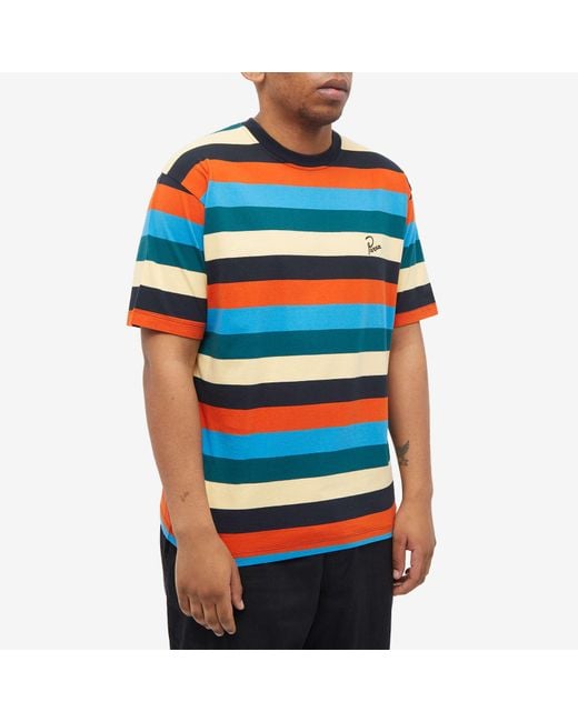 by Parra Blue Stacked Pets On Stripes T-Shirt for men