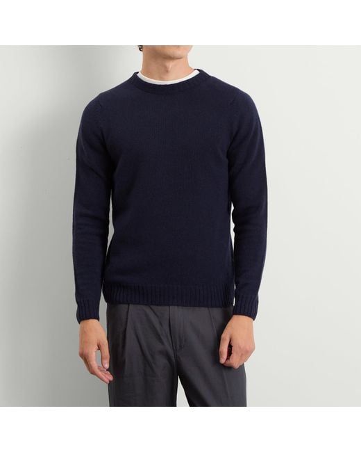 John Smedley Blue Norfolk Cashmere Crew Neck Jumper for men