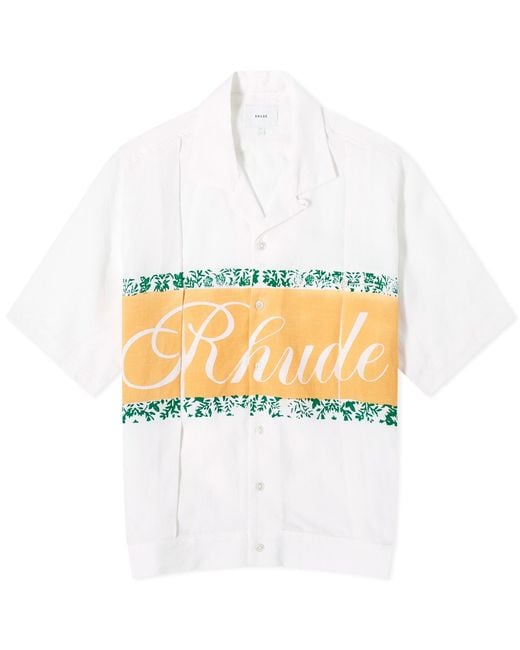 Rhude White Linen Cuban Shirt for men