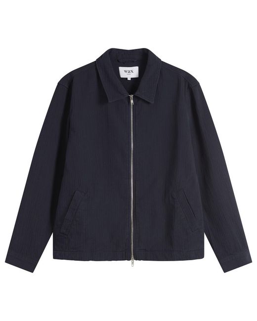 Wax London Blue Eldon Cotton Linen Crinkle Jacket for men