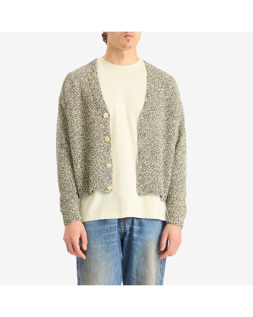 AURALEE Cotton Cashmere Cord Knit Cardigan in Green for Men AURALEE Cotton Cashmere Cord Knit Cardigan in Green for Men