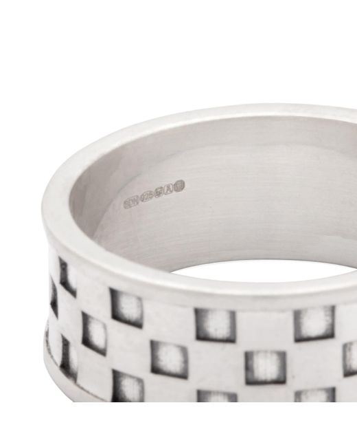Serge Denimes White Checkered Ring for men