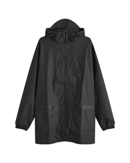Rains Black Cargo Long Jacket for men