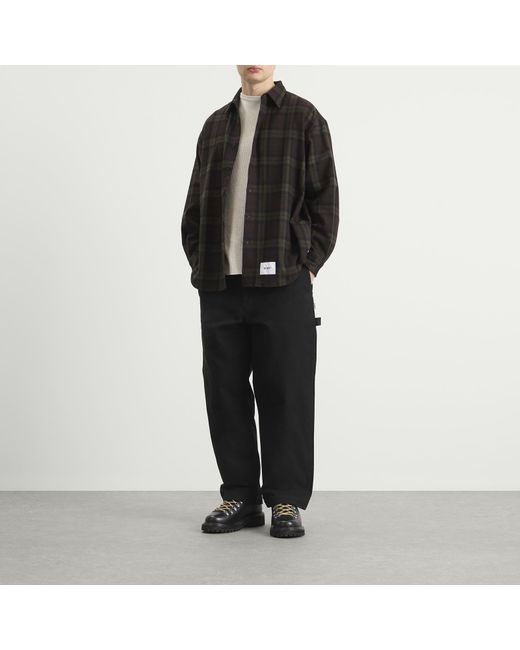 (w)taps Black Cotton Canvas Carpenter Trousers for men