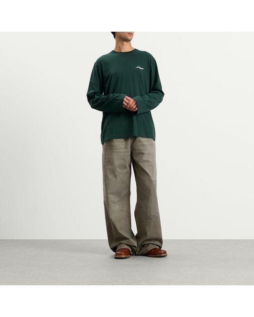 Acne Green Edden Small Venice Logo Long Sleeve T-Shirt for men