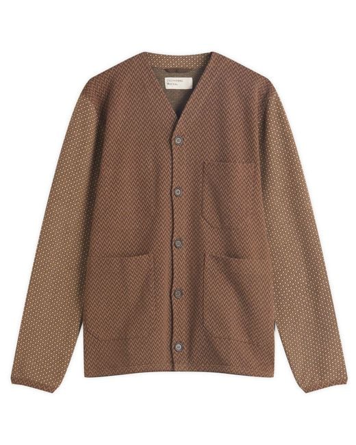 Universal Works Brown Jacquard Cardigan for men