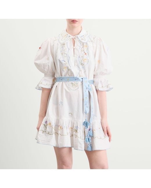 ALÉMAIS White Giulia Embroidered Mini Dress