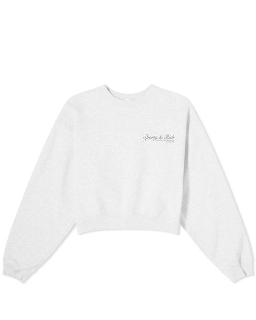 Sporty & Rich White French Cropped Crew Sweat