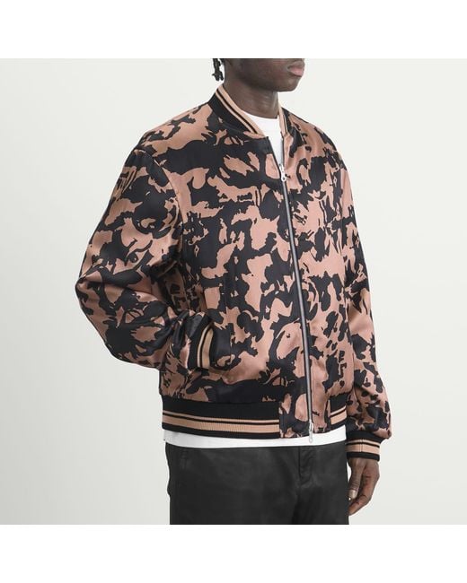 Dries Van Noten Black Abstract Floral Satin Reversible Bomber Jacket for men