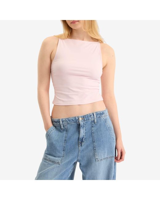 GOOD AMERICAN Pink Weightless Scuba Sleeveless Tank