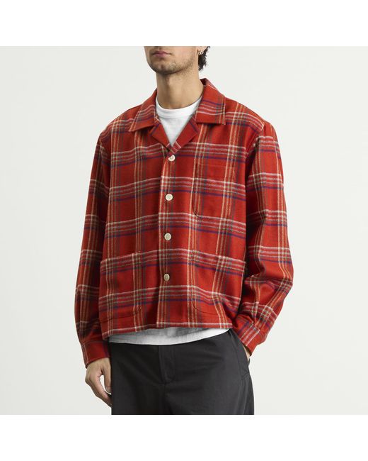 Bode Red Gable Plaid Overshirt for men