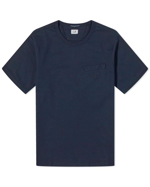 C P Company Blue 30/2 Mercerized Jersey Twisted Pocket T-Shirt for men