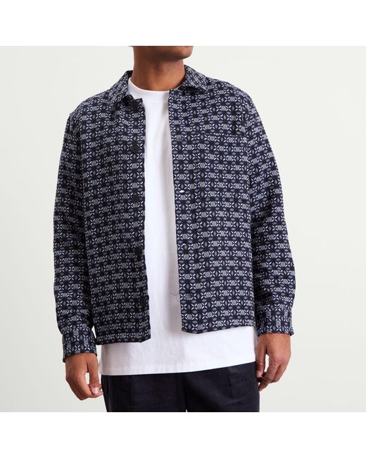 Wax London Black Rockley Geo Jacquard Overshirt for men