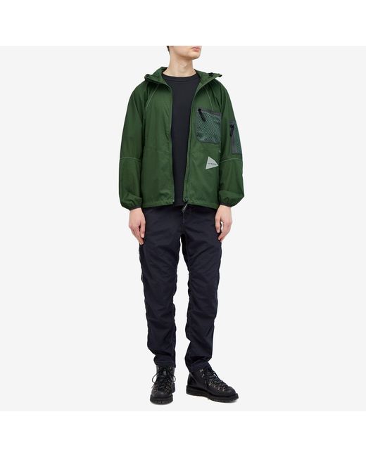 And Wander Green Breathable Ripstop Hooded Jacket for men