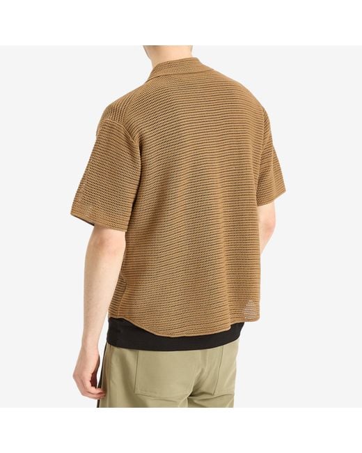 AURALEE Cotton Mesh Knit Half Sleeved Shirt in Brown for Men