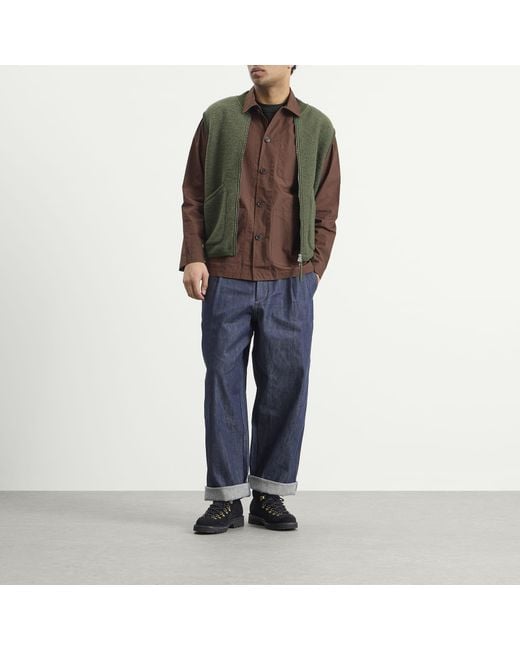 Universal Works Brown Peached Poplin Bakers Overshirt for men