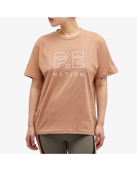 P.E Nation Natural Heads Up Logo T-Shirt