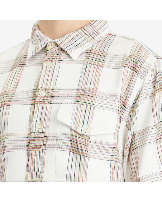 Dubbleware White Dobby Check Pullover Shirt for men