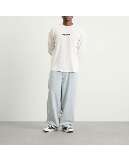 Dickies White Long Sleeve Waffle T-Shirt for men
