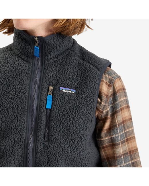 Patagonia Blue Retro Pile Fleece Vest for men
