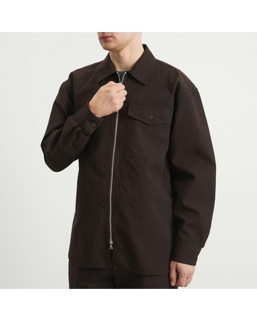 Dries Van Noten Black Overdyed Double Weave Cotton Shirt Jacket for men