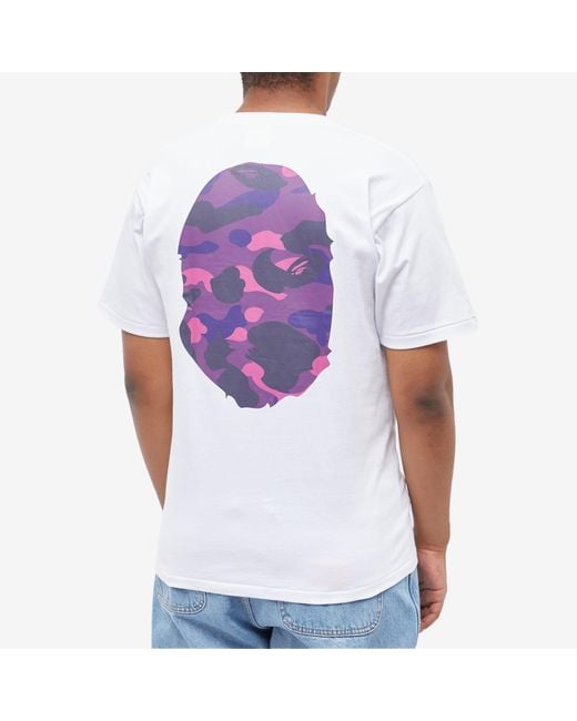 A Bathing Ape Purple Colour Camo Big Ape Head T-shirt for men