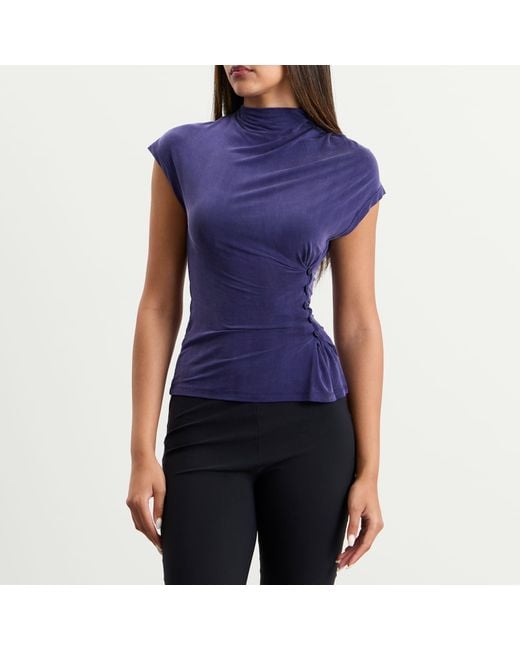 Peachy Den Purple Kylie Button Top