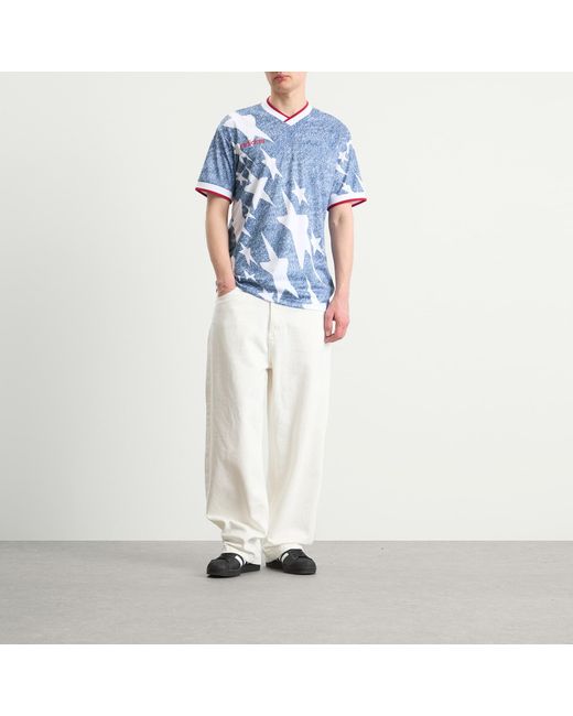 Adidas Blue Denim Graphic Jersey Top for men