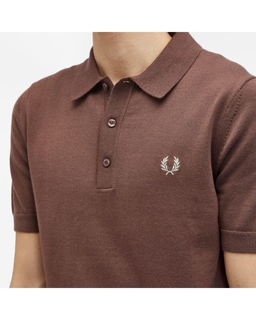 Fred Perry Brown Classic Knit Polo Shirt for men