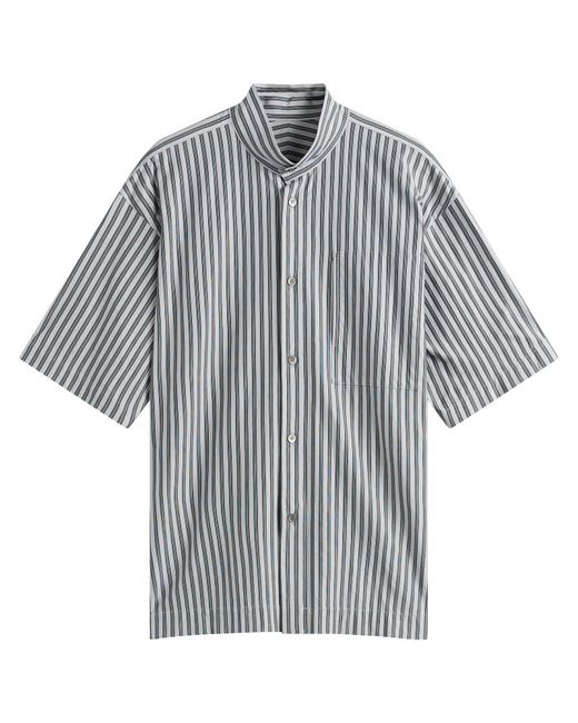 Homme Plissé Issey Miyake Gray Stripe Short Sleeve Shirt for men