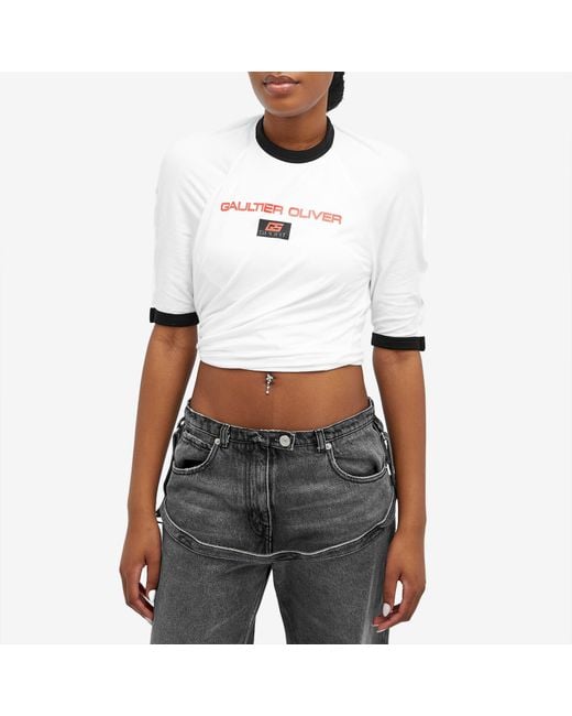 Jean Paul Gaultier Jersey Twisted Ringer T-Shirt in White | Lyst