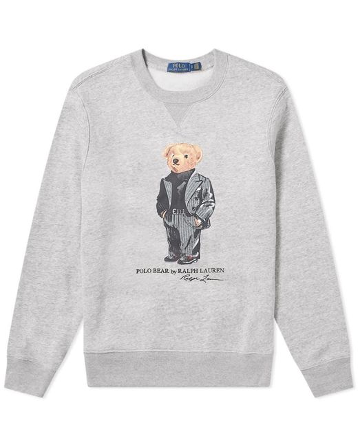 Polo Ralph Lauren Gray Suit Bear Fleece Sweatshirt for men