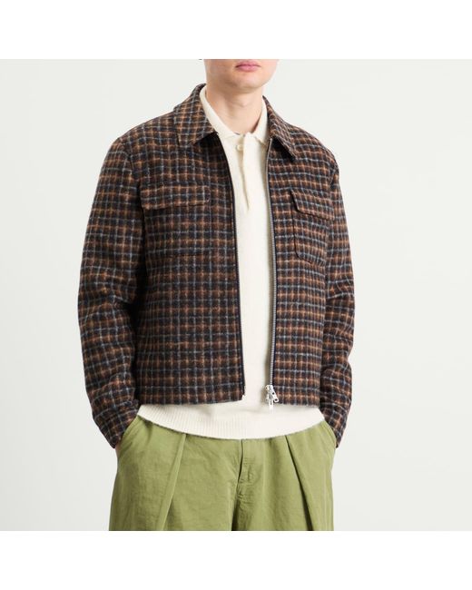 Wax London Brown Osier Drawn Check Jacket for men