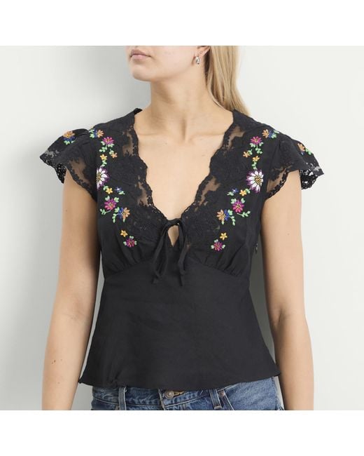 Rixo Black Elaine Top