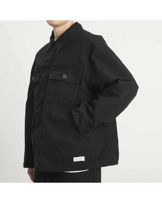 (w)taps Black Cotton Canvas Work Jacket for men