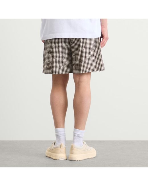 Moncler Brown Check Drawstring Shorts for men