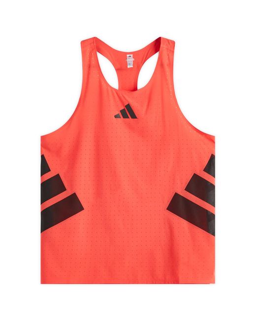 Adidas Originals Red Adidas Adizero Road To Records Tank Top for men
