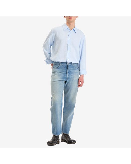 AURALEE Selvedge Faded Light Denim Wide Pants in Blue for