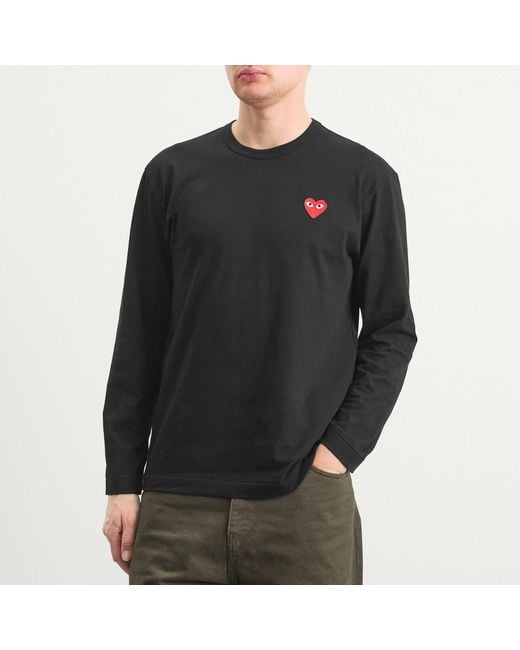 COMME DES GARÇONS PLAY Black Long Sleeve Basic Logo T-Shirt for men