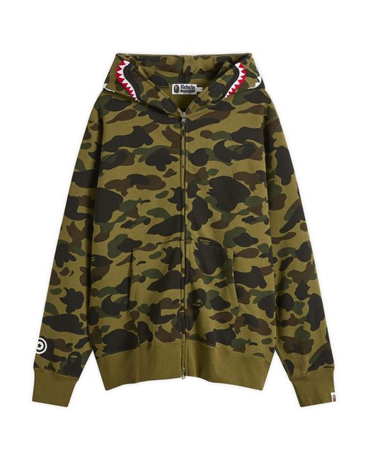 A Bathing Ape Green 1St Camo Full Zip Shark Hoodie for men