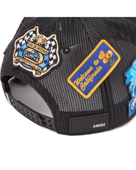 Amiri Black Station Patch Trucker Hat for men